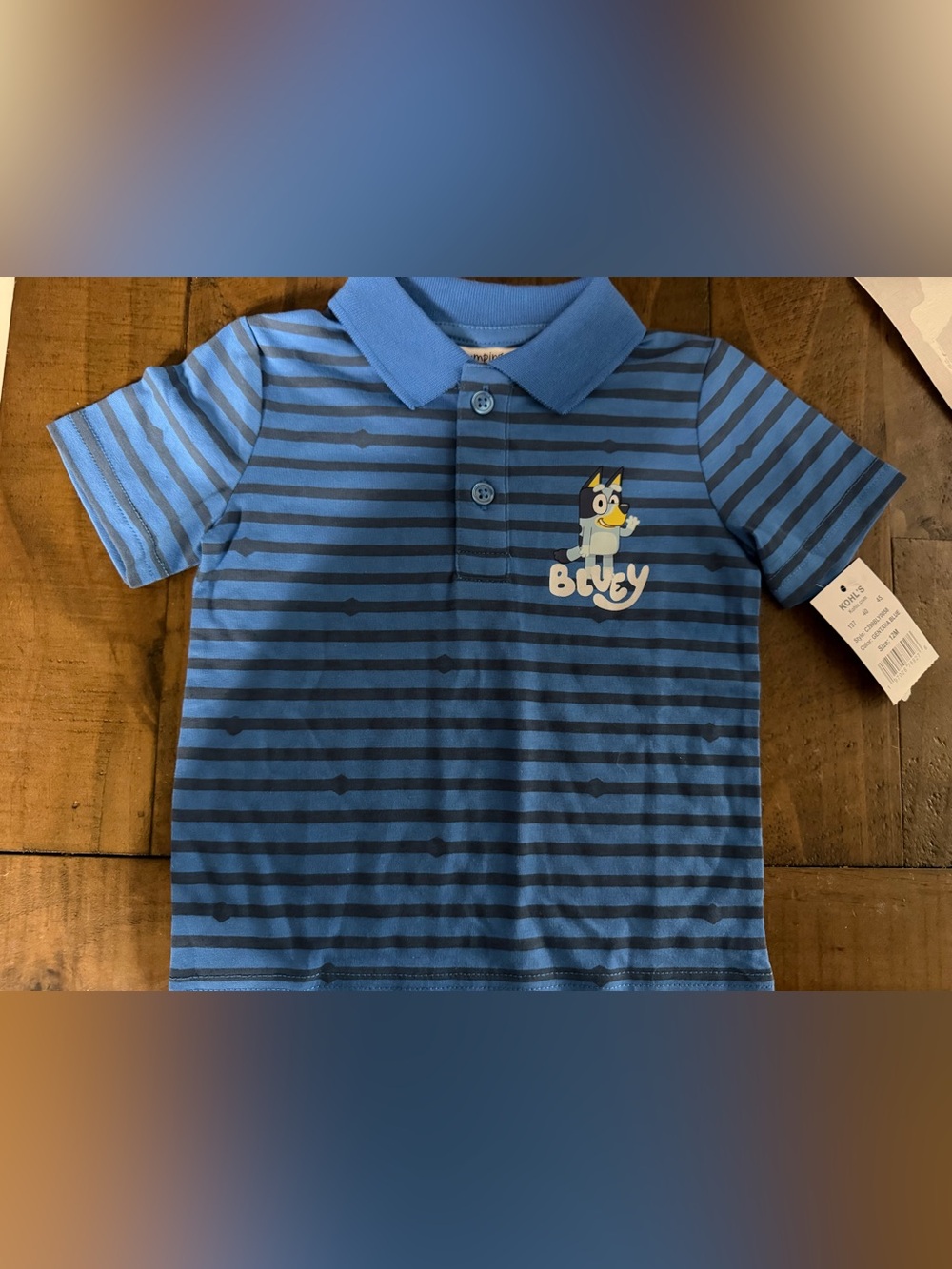 Jumping Beans Bluey Striped Polo Shirt Short Sleeve Blue size 12M